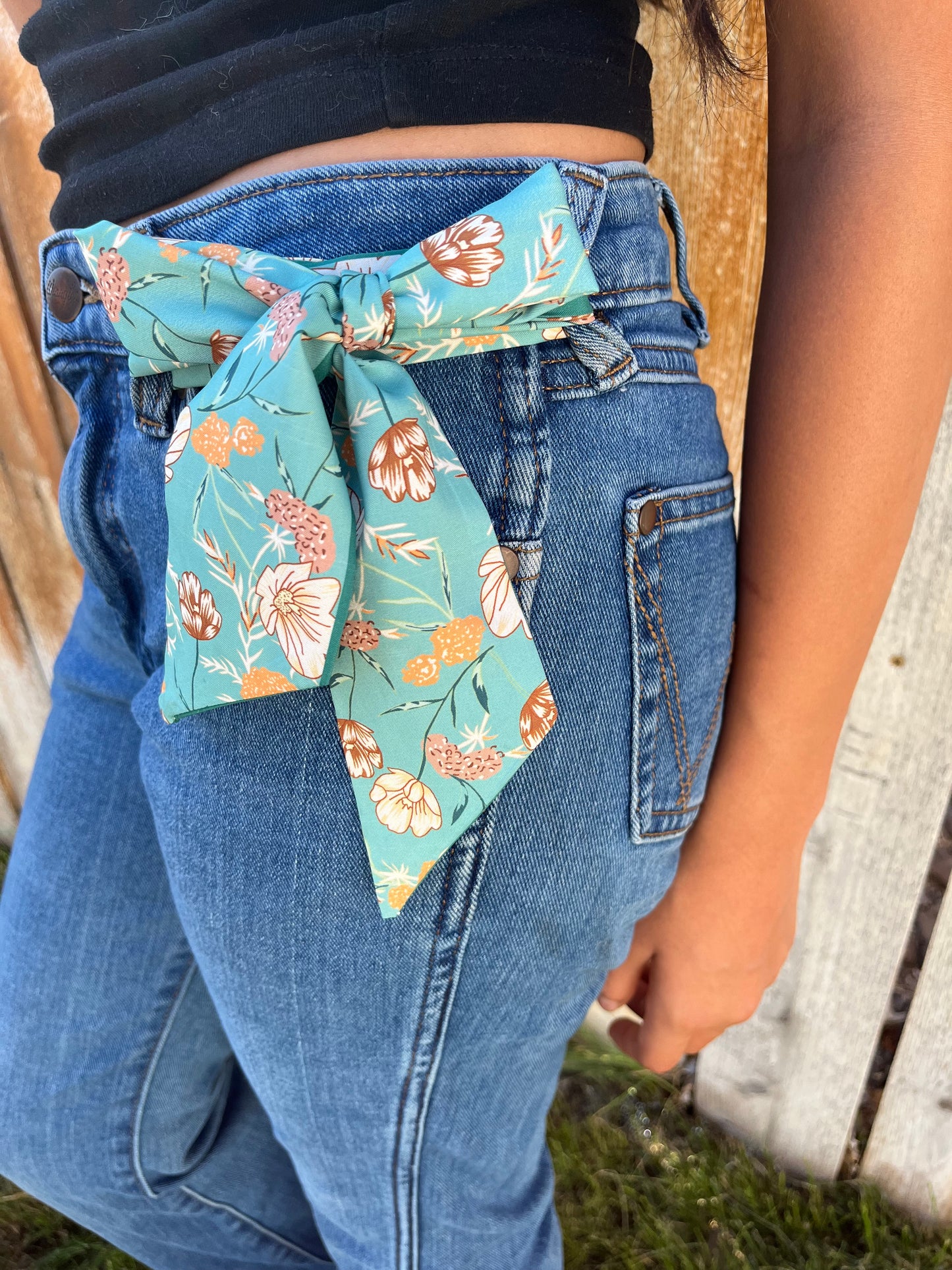 Silk Scarves (Green Floral Print)