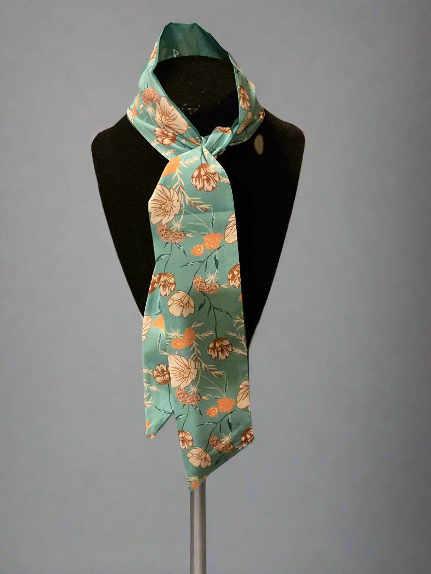 Silk Scarves (Green Floral Print)