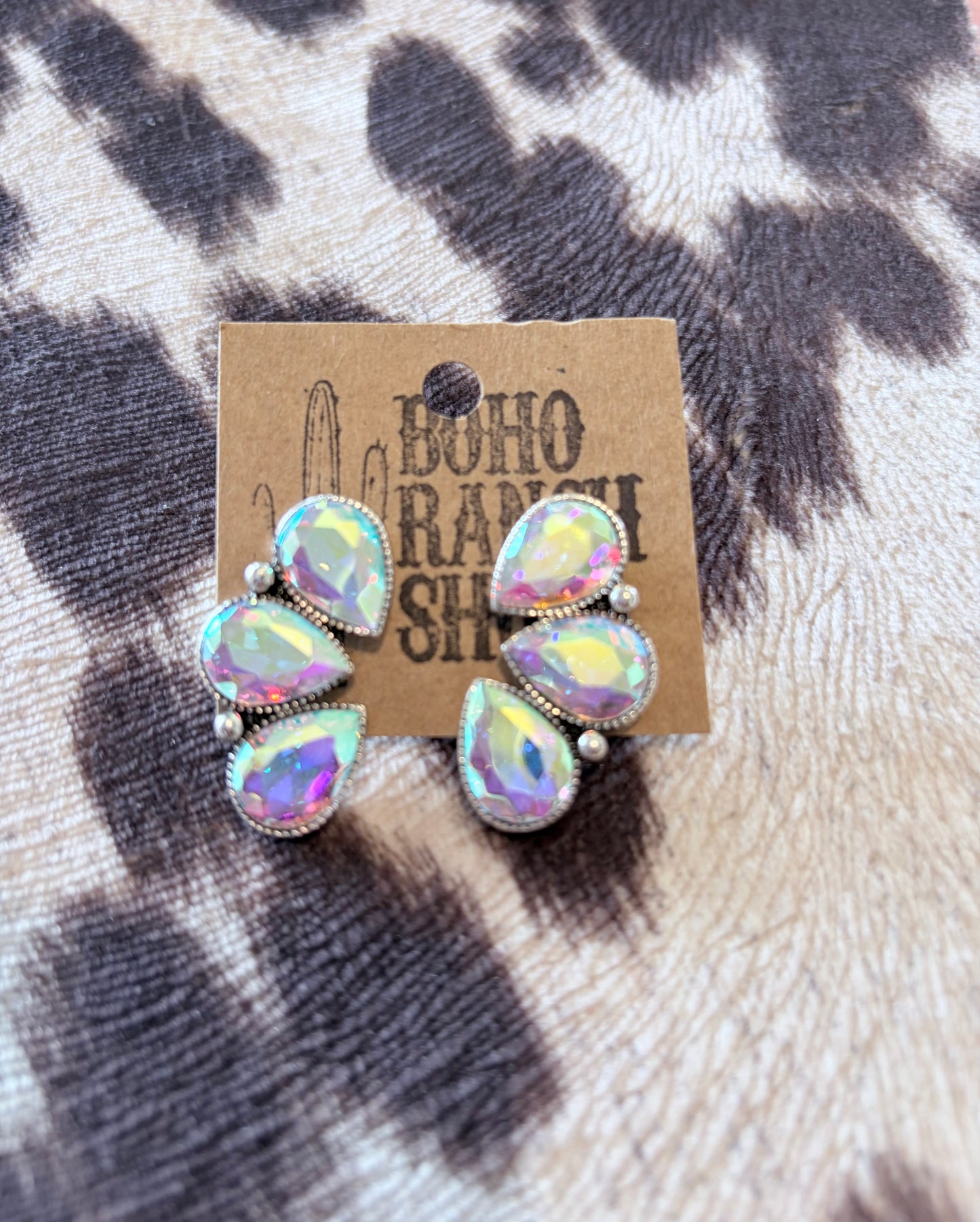 Western Stone Cluster Post Earrings