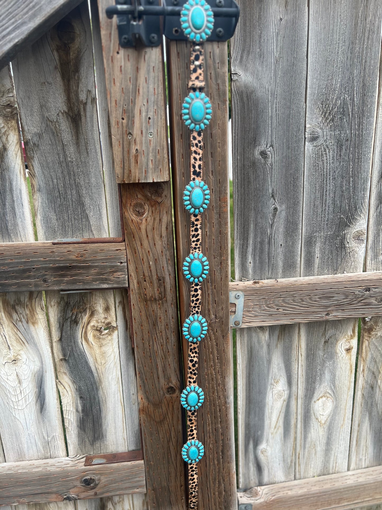 Western Pu Leather Turquoise Concho Belt