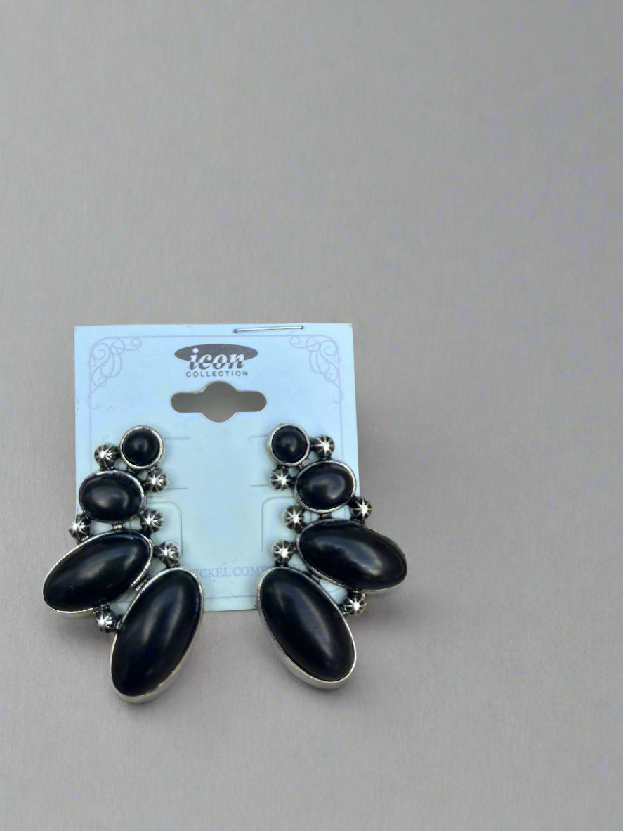 Western Synthetic Semi Stone Cluster Drop Earrings
