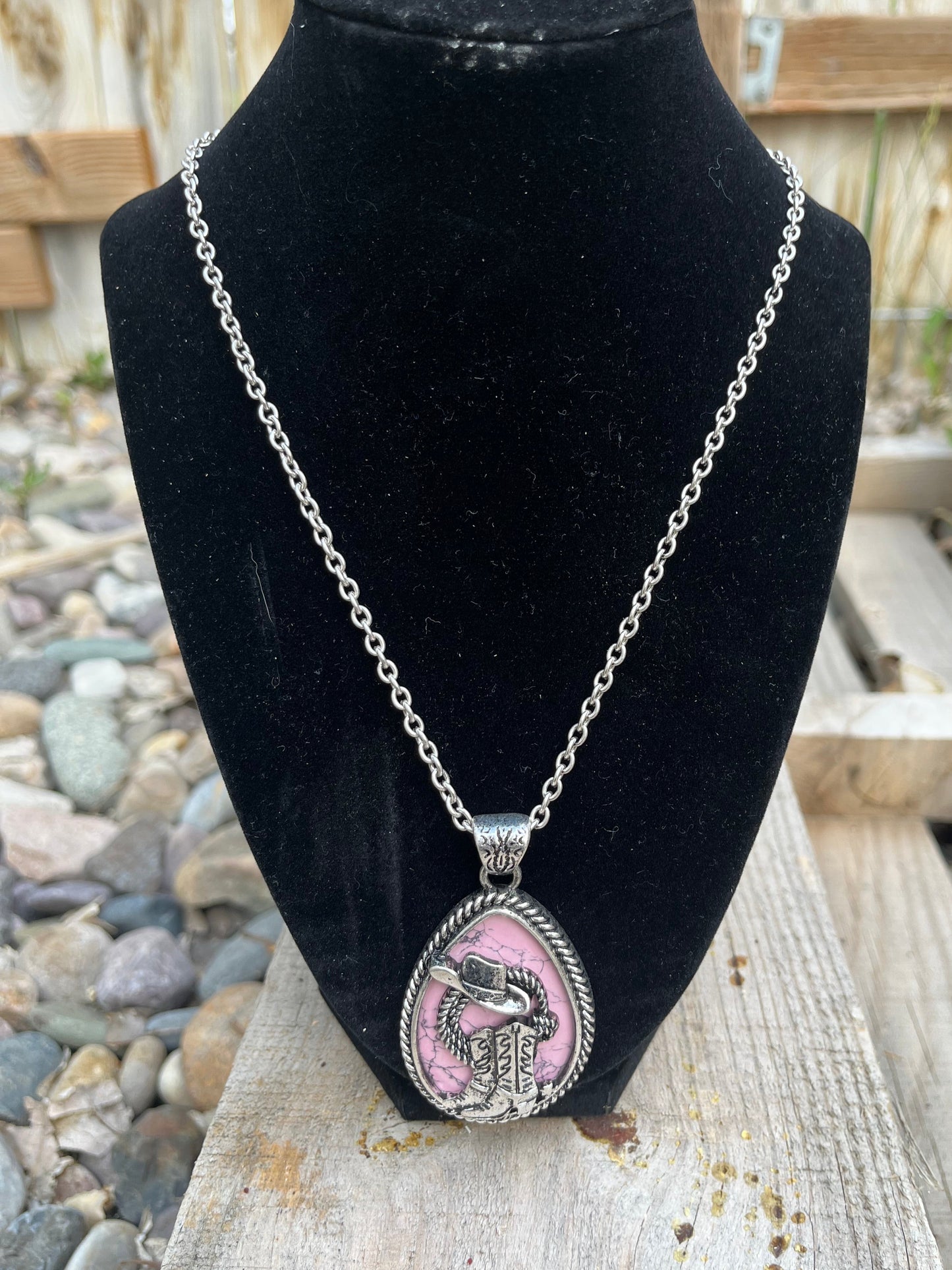 Western Cowgirl Theme Pendant Necklace