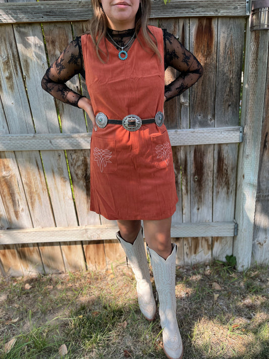 Boot stitch sleeveless mini dress