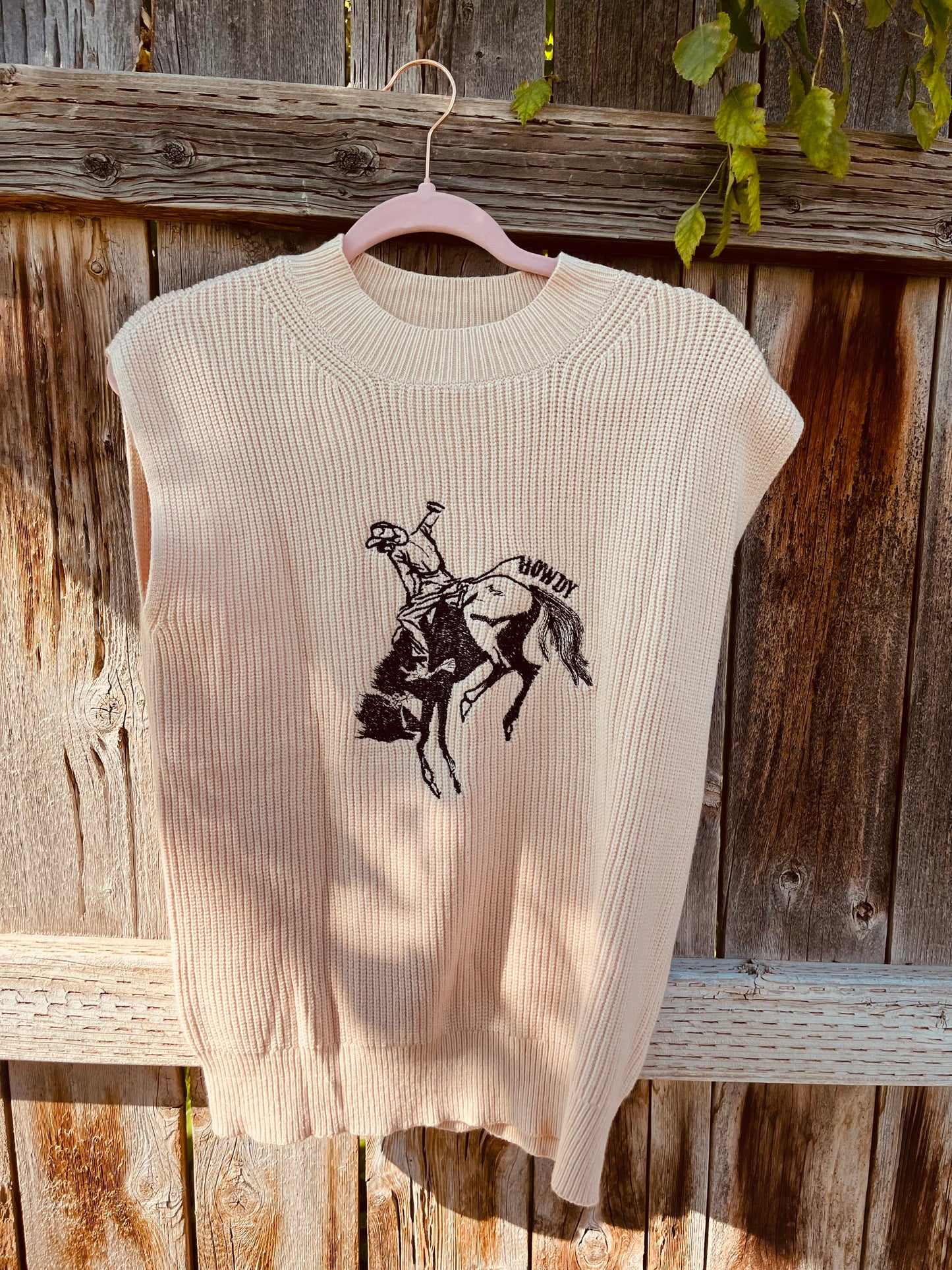 Cowboy Embroidered High Neck Sweater Vest