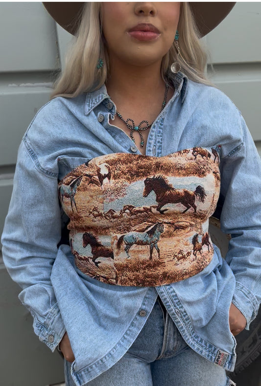 Horse Laced-Up Corset Top