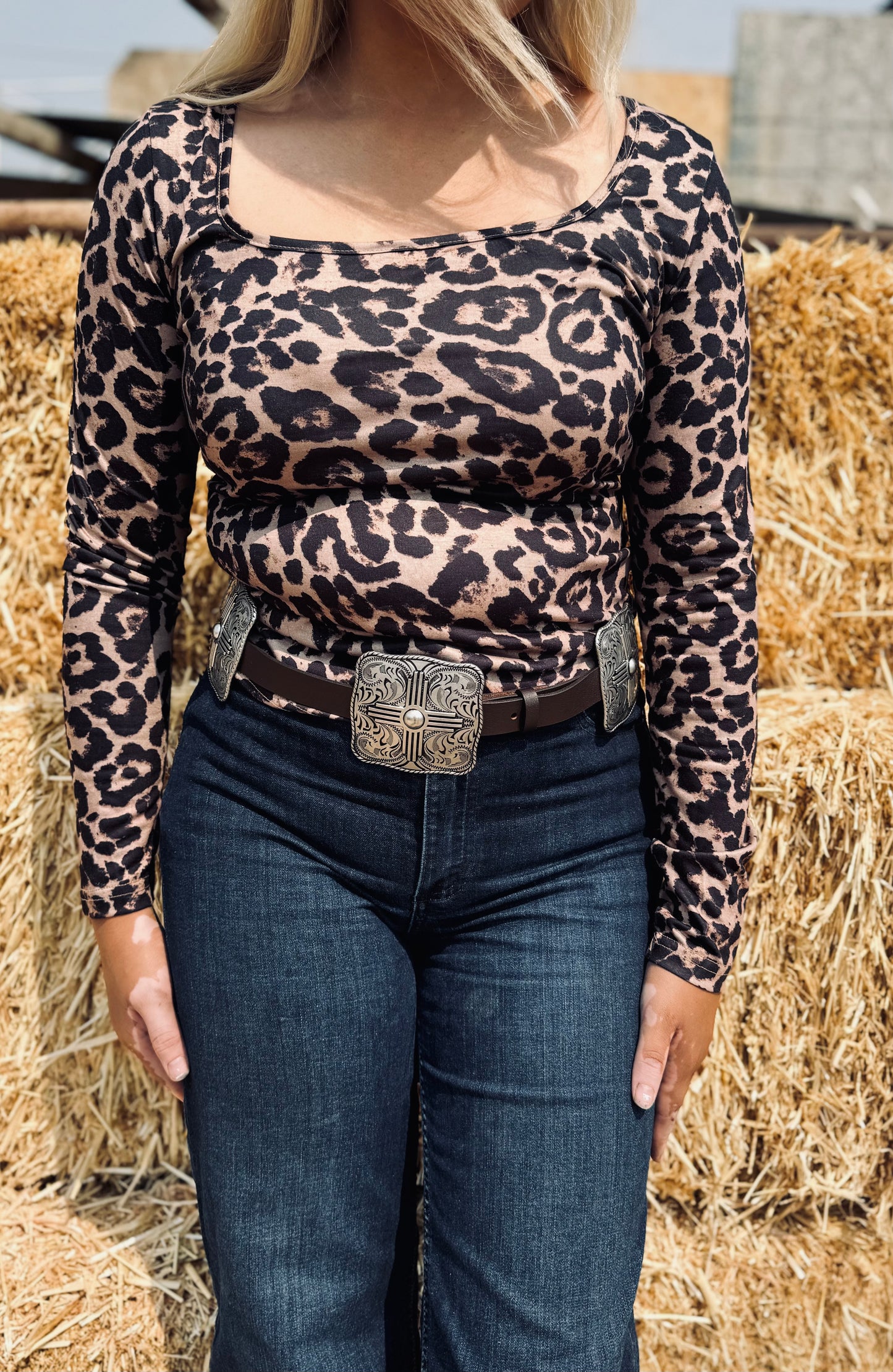 Leopard Print Slim Long Sleeve T Shirt