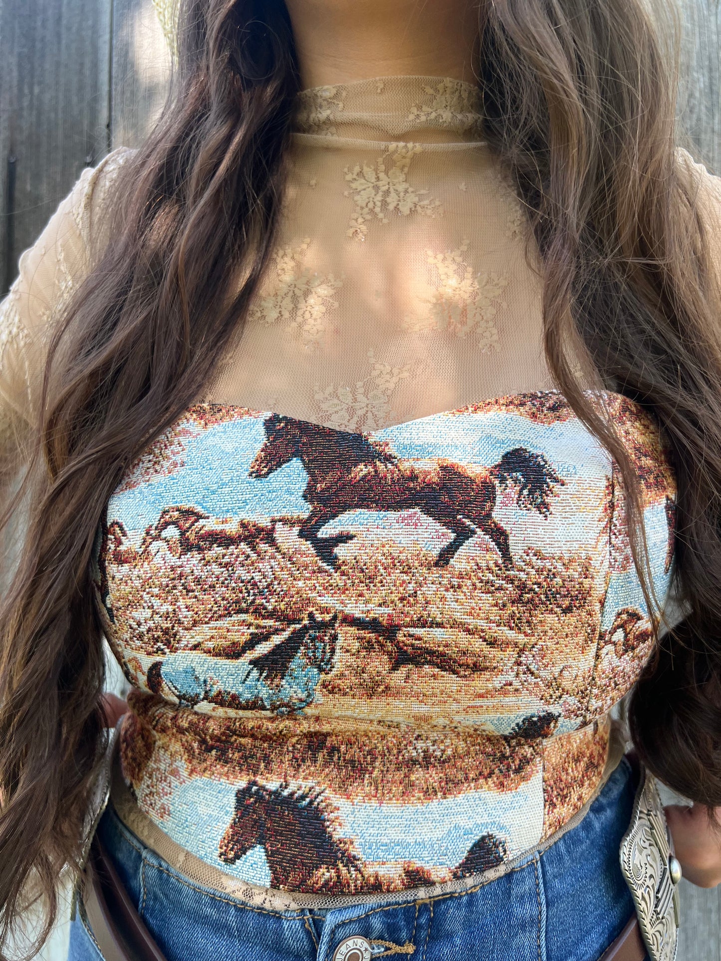 Horse Laced-Up Corset Top