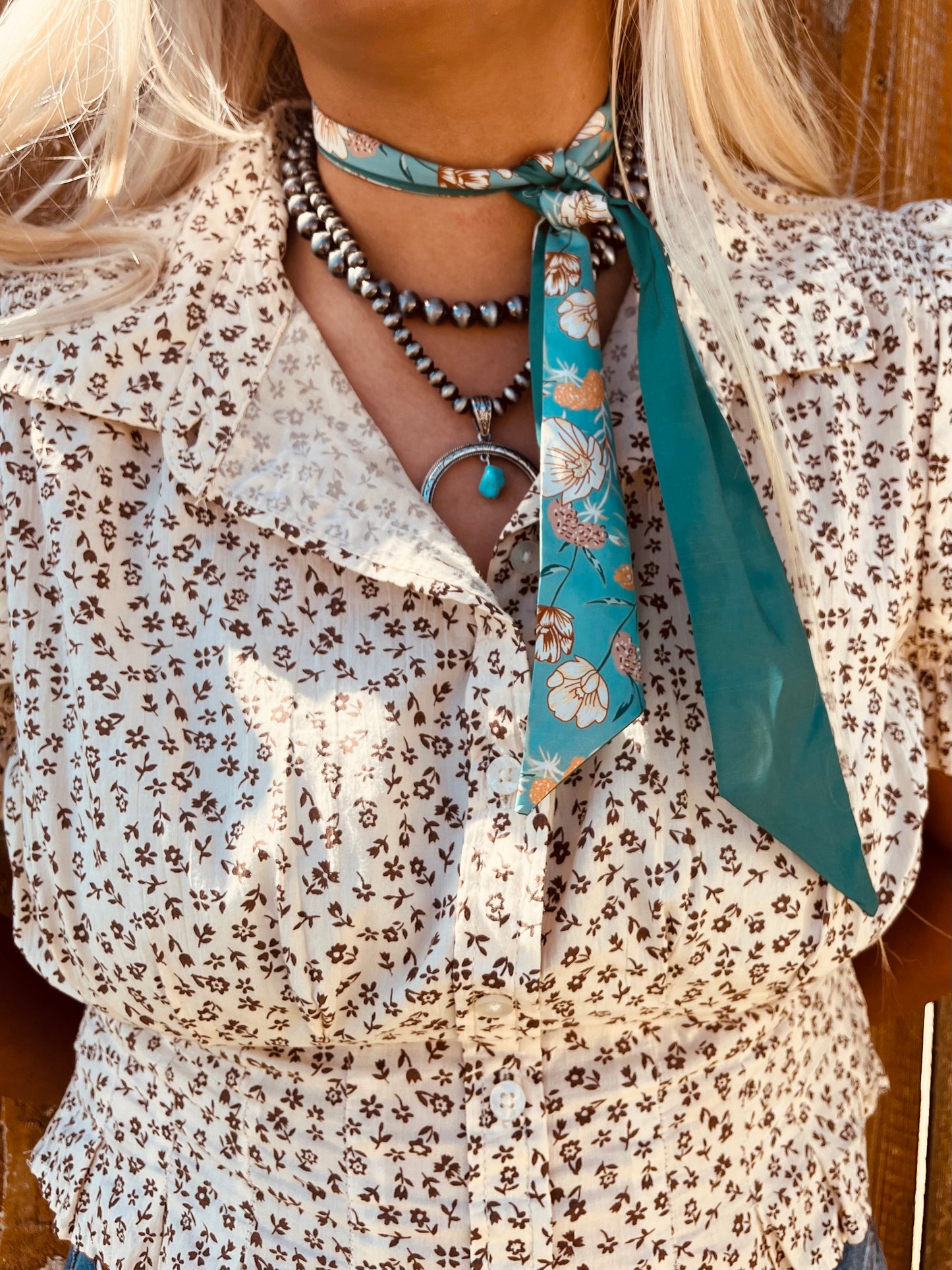 Silk Scarves (Green Floral Print)