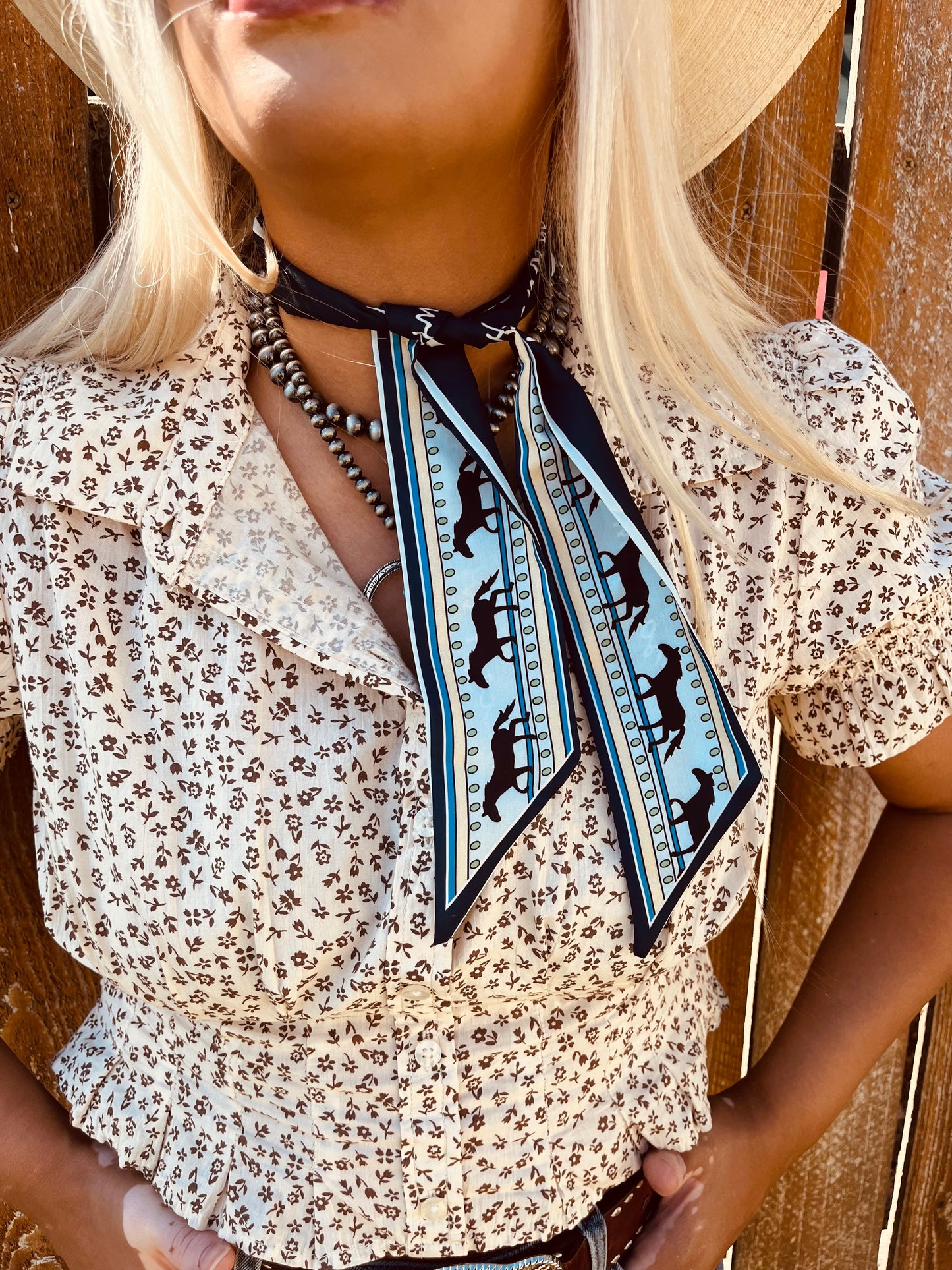 Silk Scarves (Blue Horse Print)